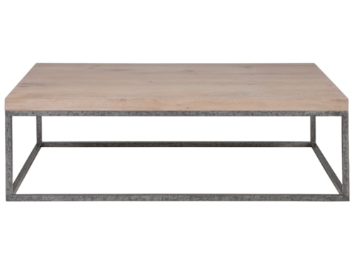 Modern Rustic Rectangular Cocktail Table with Natural Oak Top