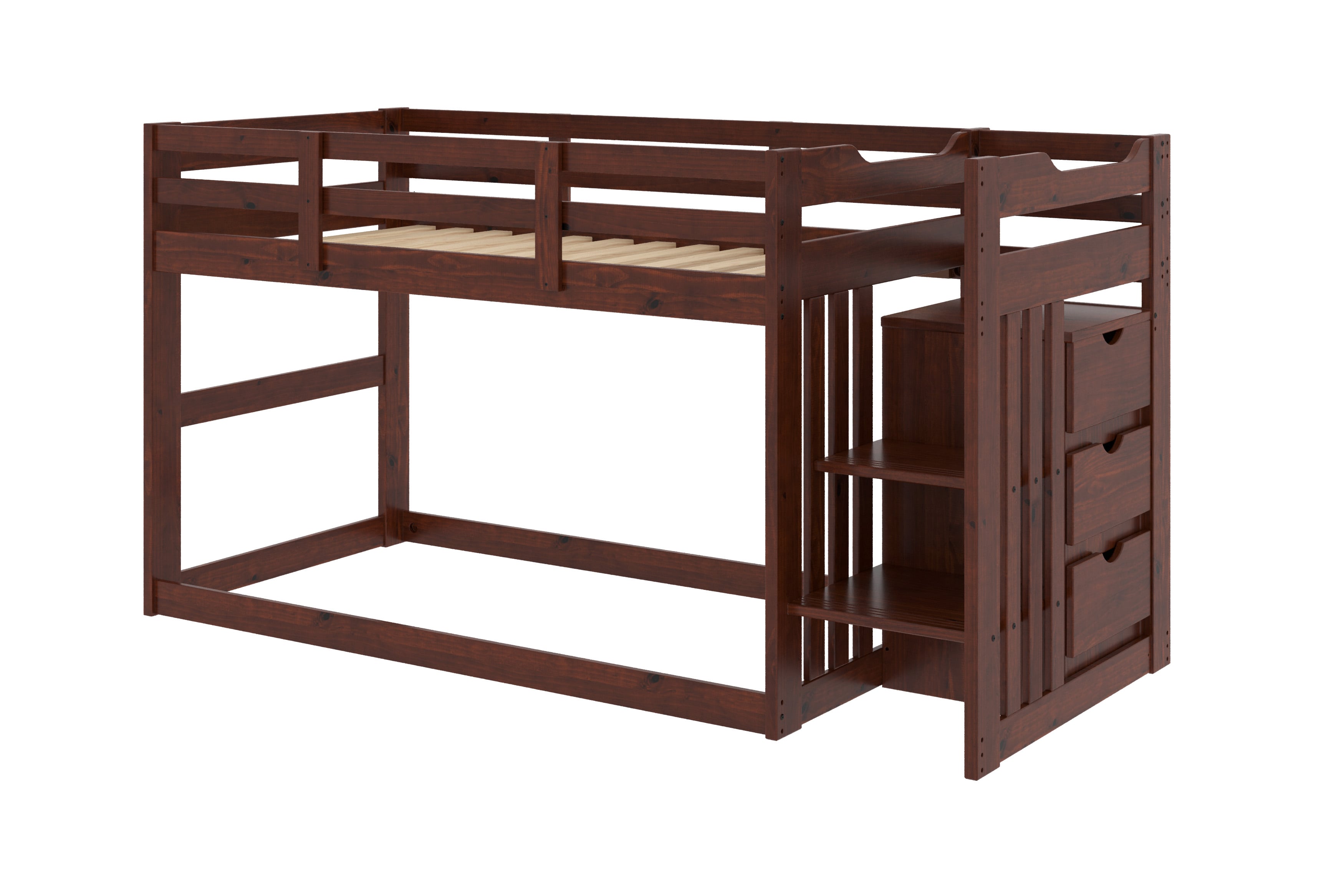 Canal House Bunk Beds TT154B Twin Over Twin Bunk Bed with Stairs and 3Drawer Storage Dark