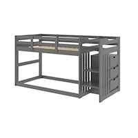 Twin Over Twin Bunk Bed with Stairs and 3-Drawer Storage - Gray