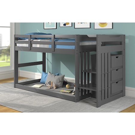 Twin/Twin Stair Bunk Low Loft