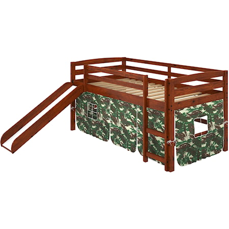 Casual Twin Loft Bed with Slide and Tent - Camo