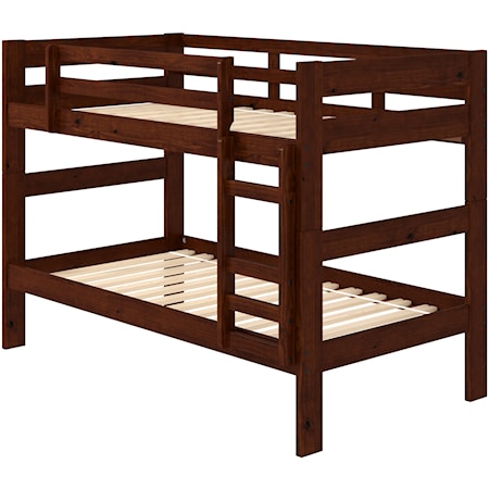 Twin Over Twin Bunk Bed with Ladder - Dark Chocolate