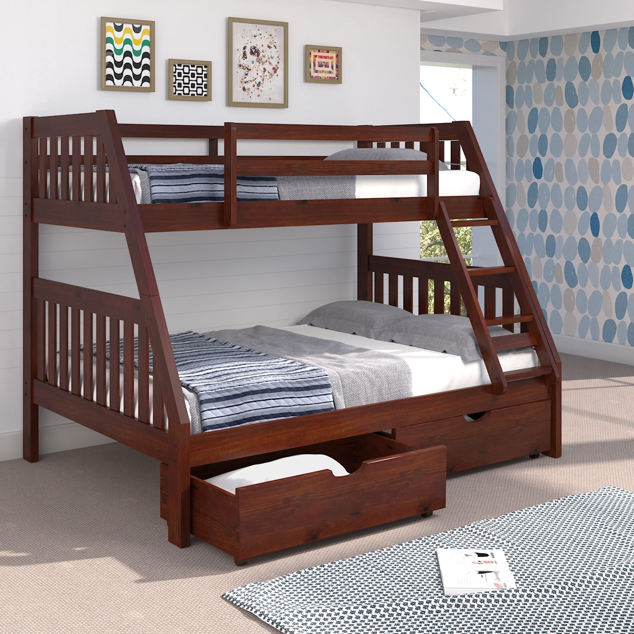 Canal House Bunk Beds Dark Chocolate Twin Full Mission Bunk