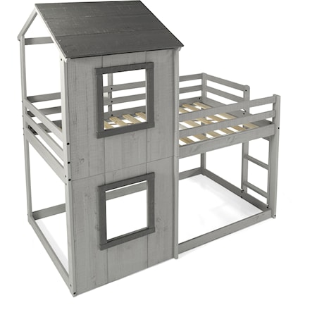 Promo Cottage House Twin Bunk Bed - Rustic Gray