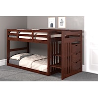 Twin Over Twin Bunk Bed with Stairs and 3-Drawer Storage - Dark Chocolate
