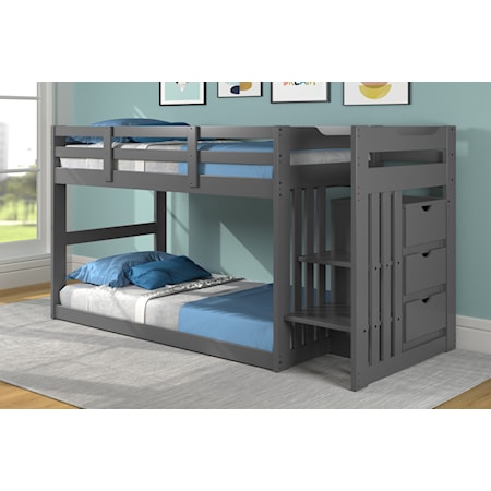 Twin/Twin Stair Bunk Low Loft