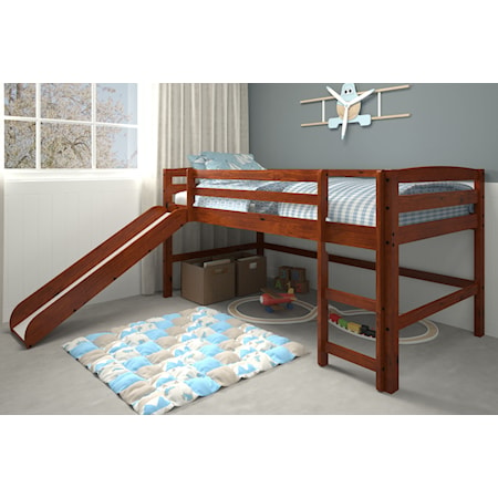 Casual Mini Loft Bed with Slide - Chocolate