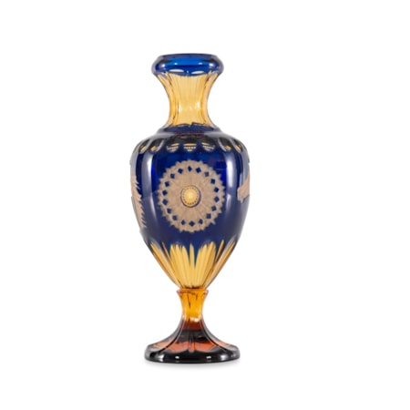 Amber And Blue Crystal Vase