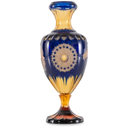 Amber And Blue Crystal Vase