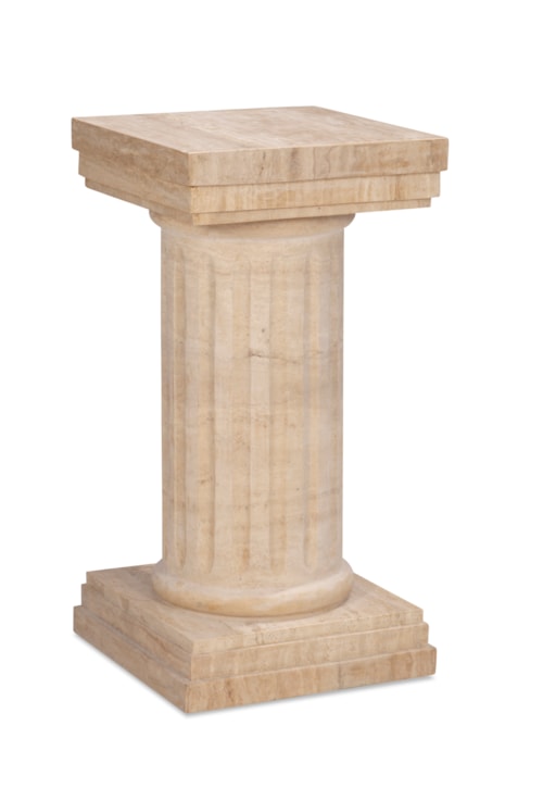 Traditional Travertine Doric Side Table