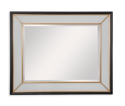 Painted Glass Mirror With Gold Details