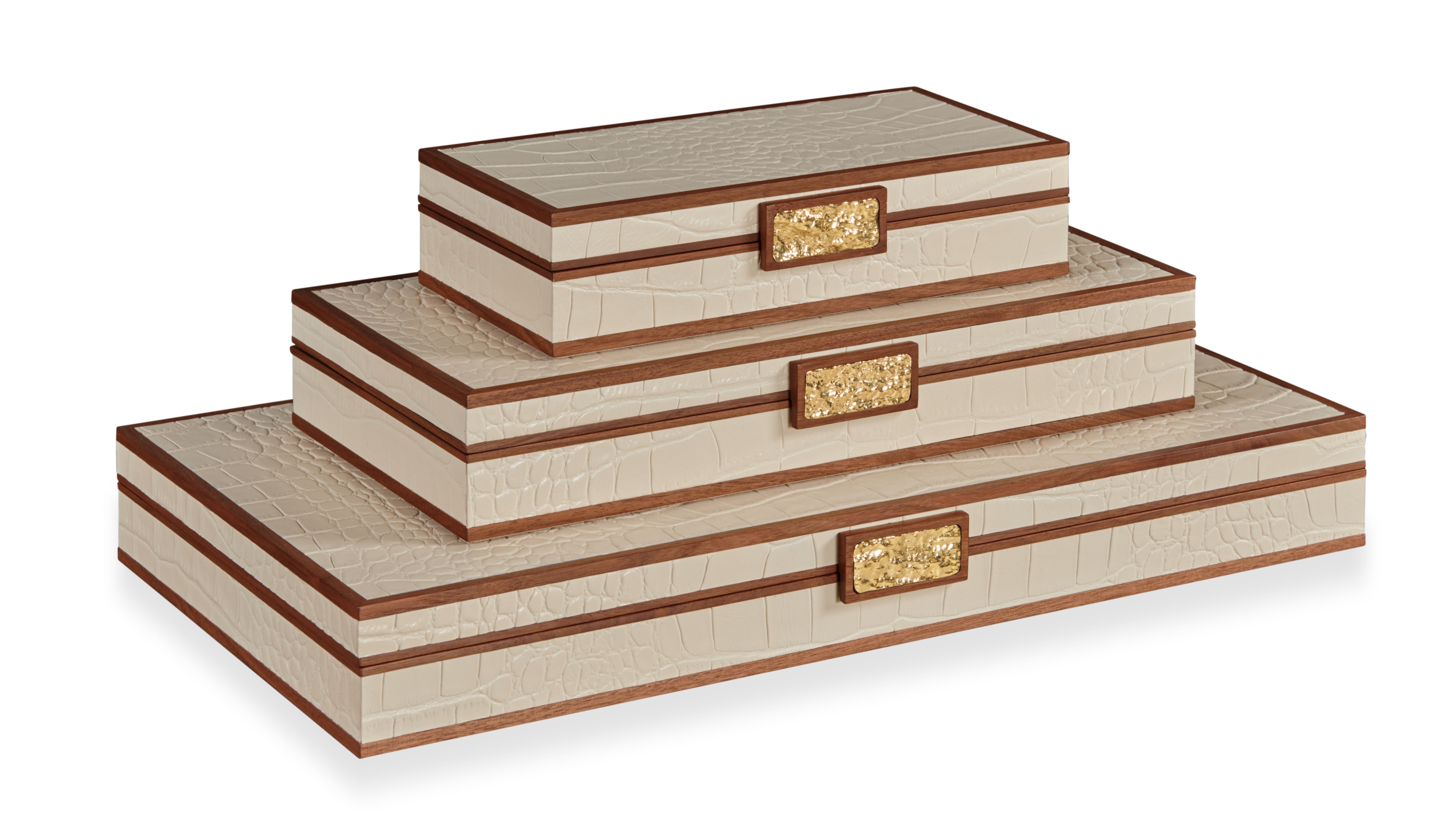 Maitland-Smith Decorative Accessories Cream Stacking Boxes