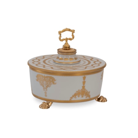 White And Gold Round Box