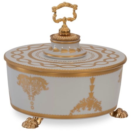 White And Gold Round Box