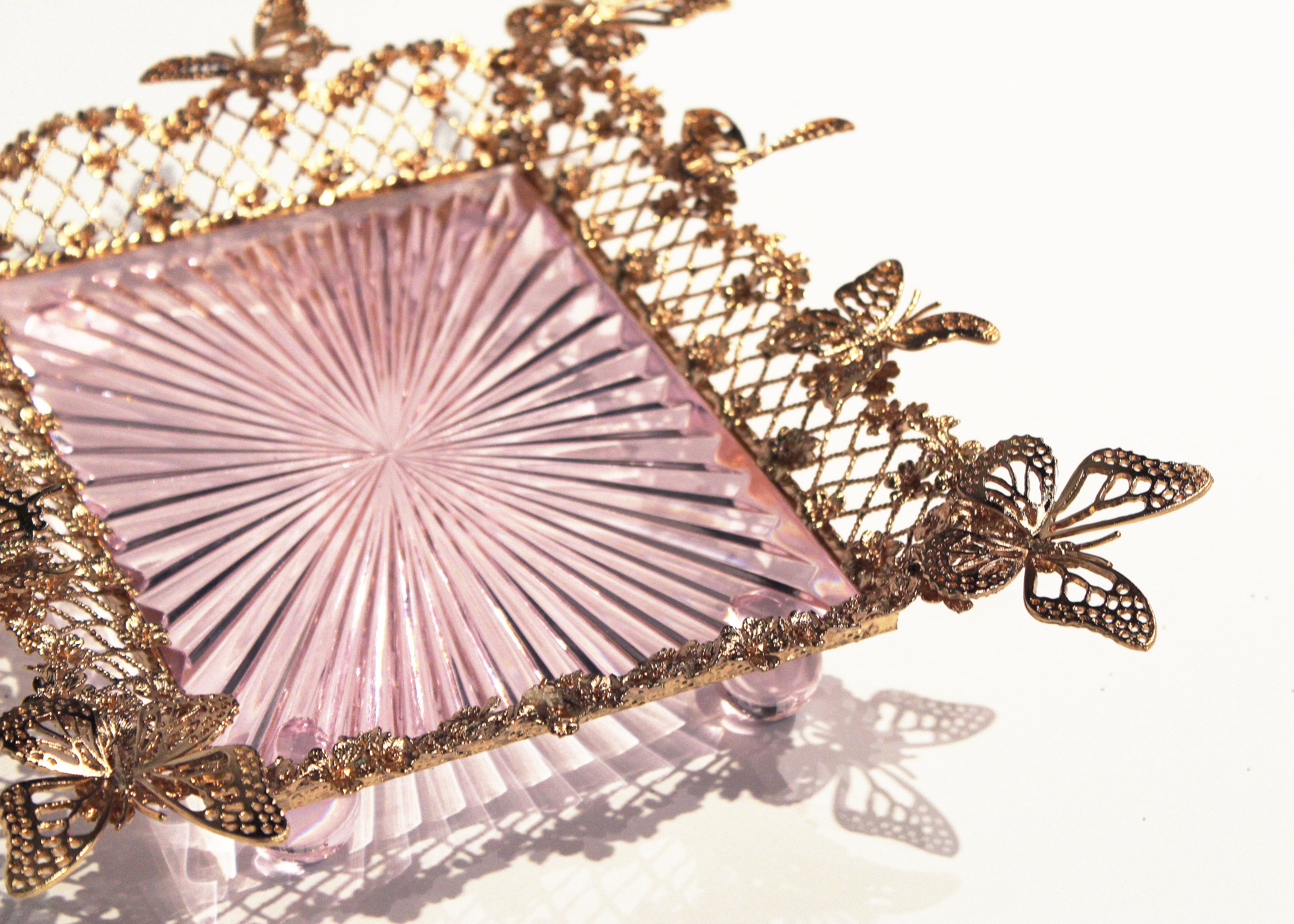 Pink Carved Butterfly Tray