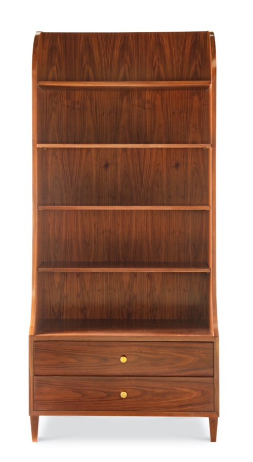 Mid-Century Modern Walnut Bookshelf with Adjustable Shelves