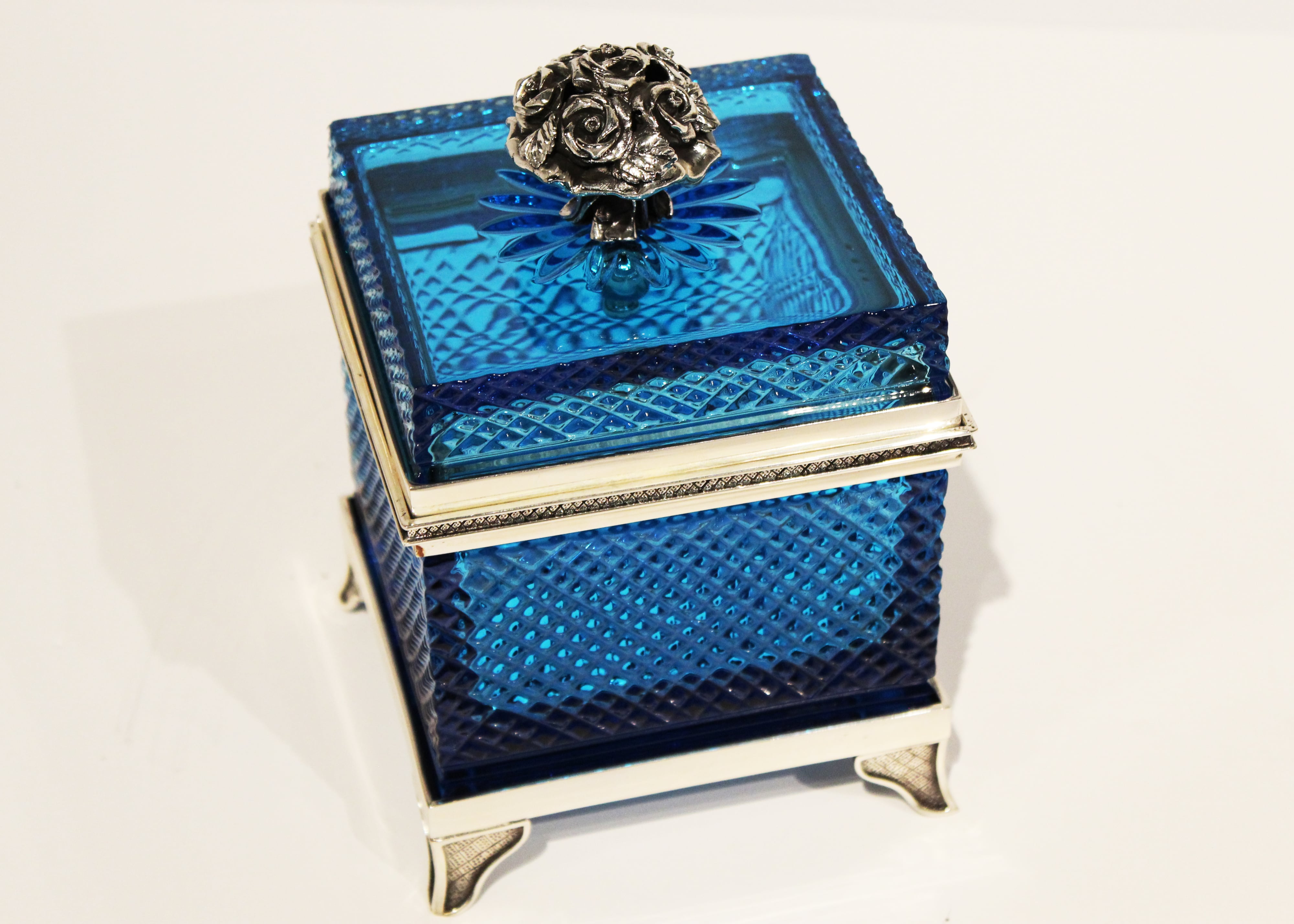 Blue Carved Crystal Box