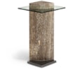 Maitland-Smith End/Side Tables Glass Travertine Pillar Side Table