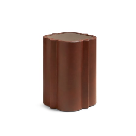 Brown Glass & Leather Spot Table
