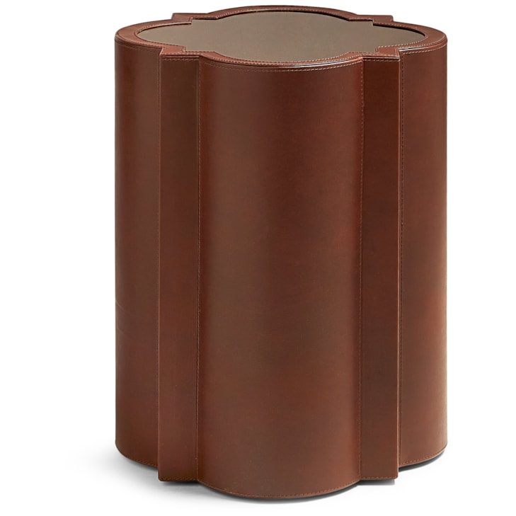Maitland-Smith End/Side Tables Brown Glass & Leather Spot Table