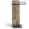 Maitland-Smith End/Side Tables Glass Travertine Pillar Side Table