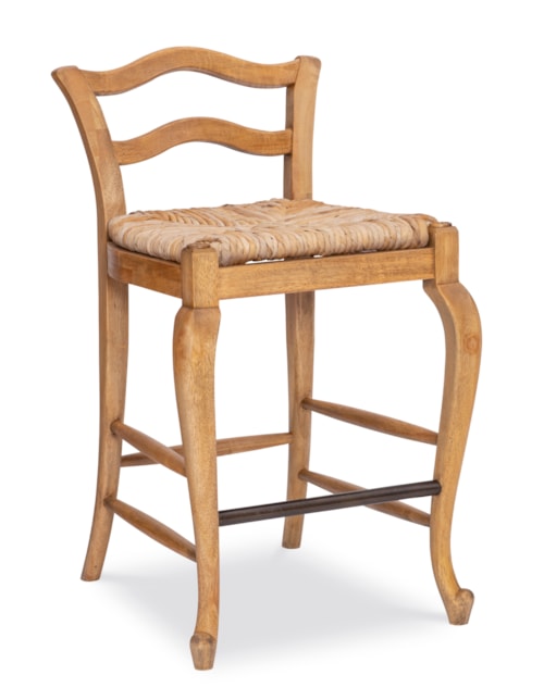Traditional Counter Height Stool with Woven Seat