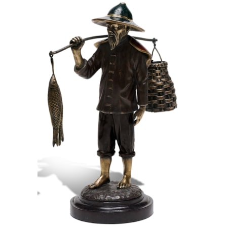 Chinese Fisherman Sculpture