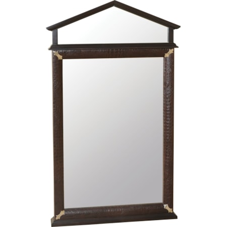 Mirror W/Croc Patterned Leather Inlay