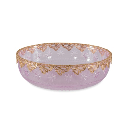 Pink Carved Crystal Bowl