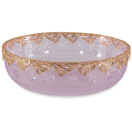 Pink Carved Crystal Bowl