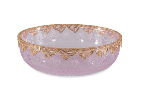 Pink Carved Crystal Bowl