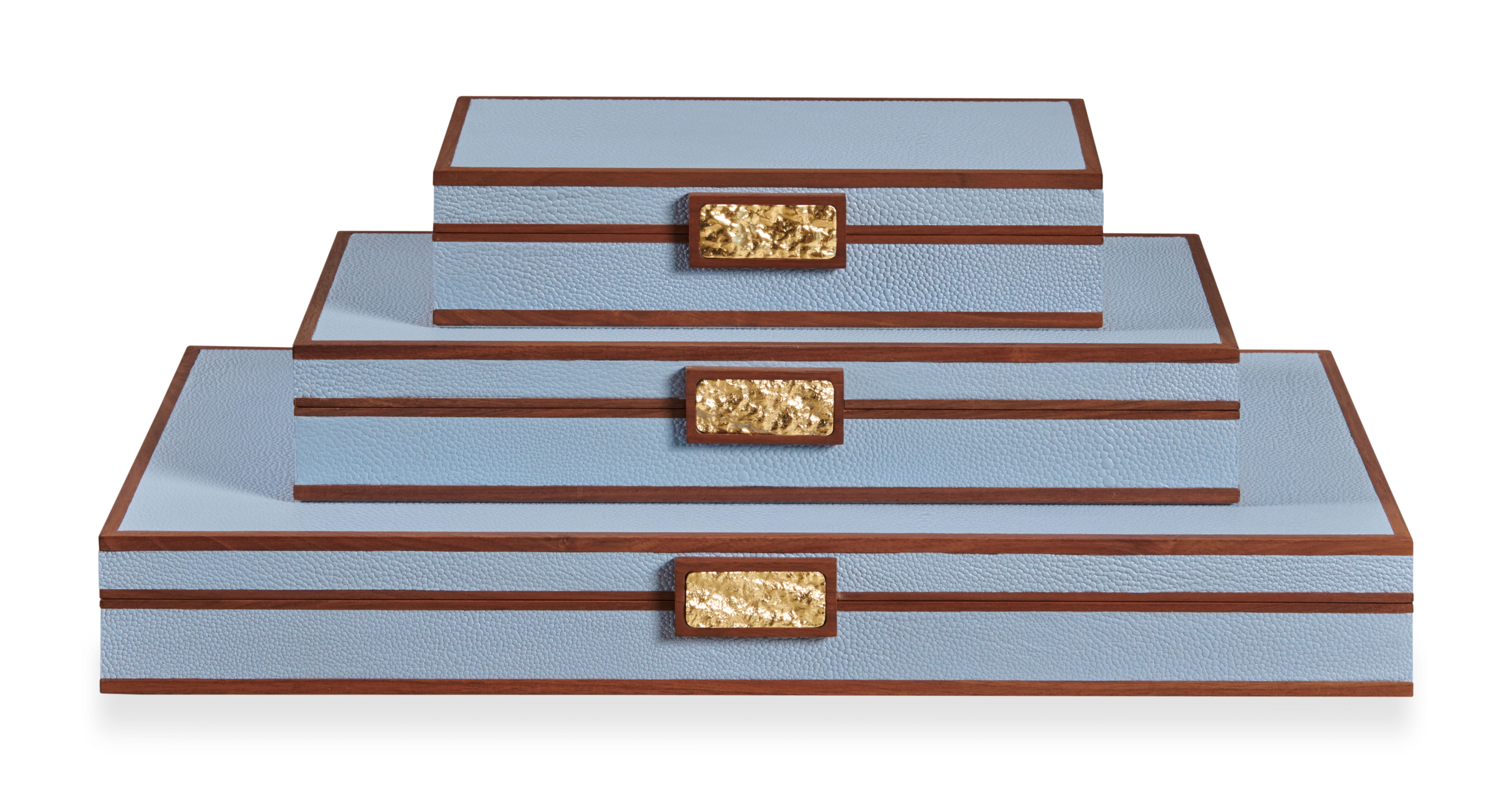 Maitland-Smith Decorative Accessories Light Blue Stacking Boxes