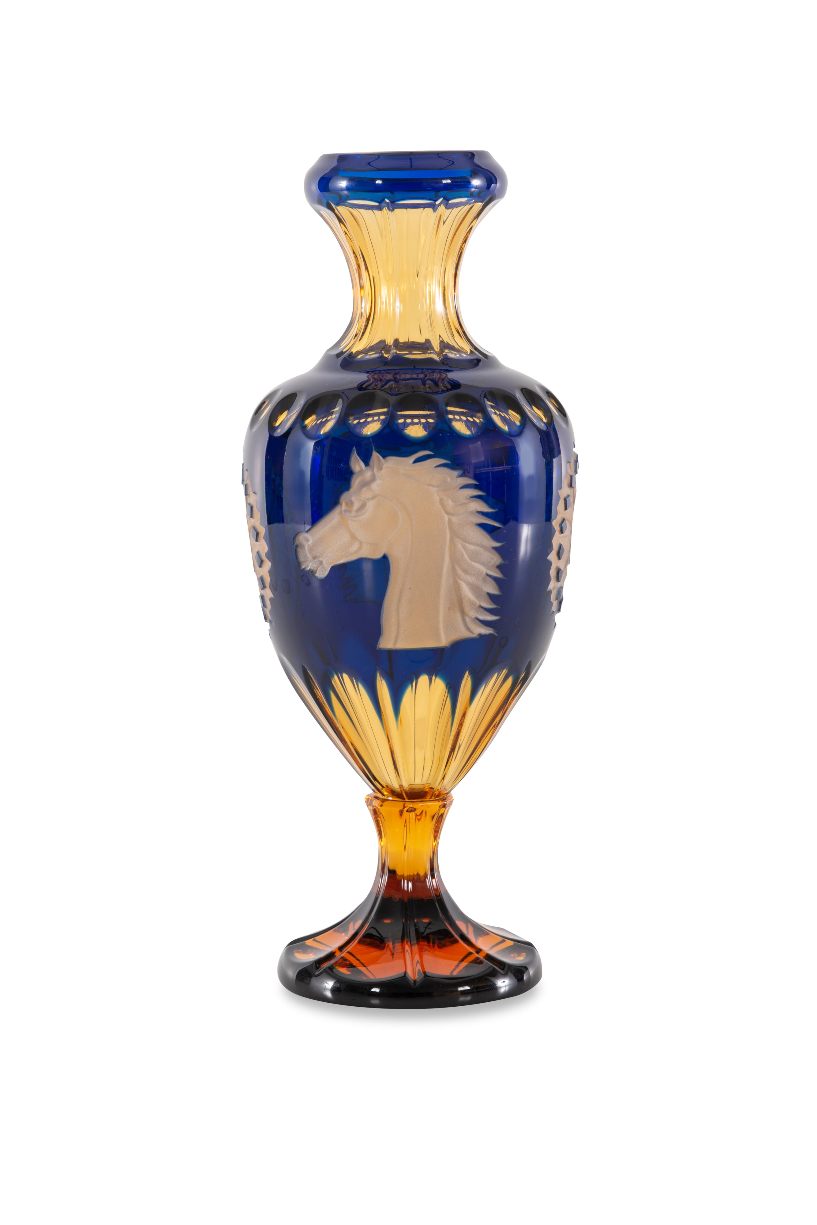 Amber And Blue Crystal Vase