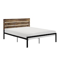 Rustic Queen Platform Bed with Metal Frame