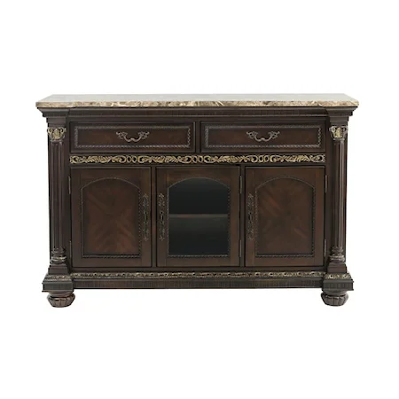 Traditional 3-Door Server with Faux Marble Top