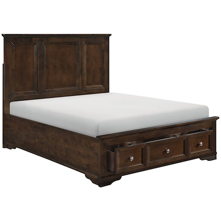 Traditional Queen Platform Bed with Footboard Storage