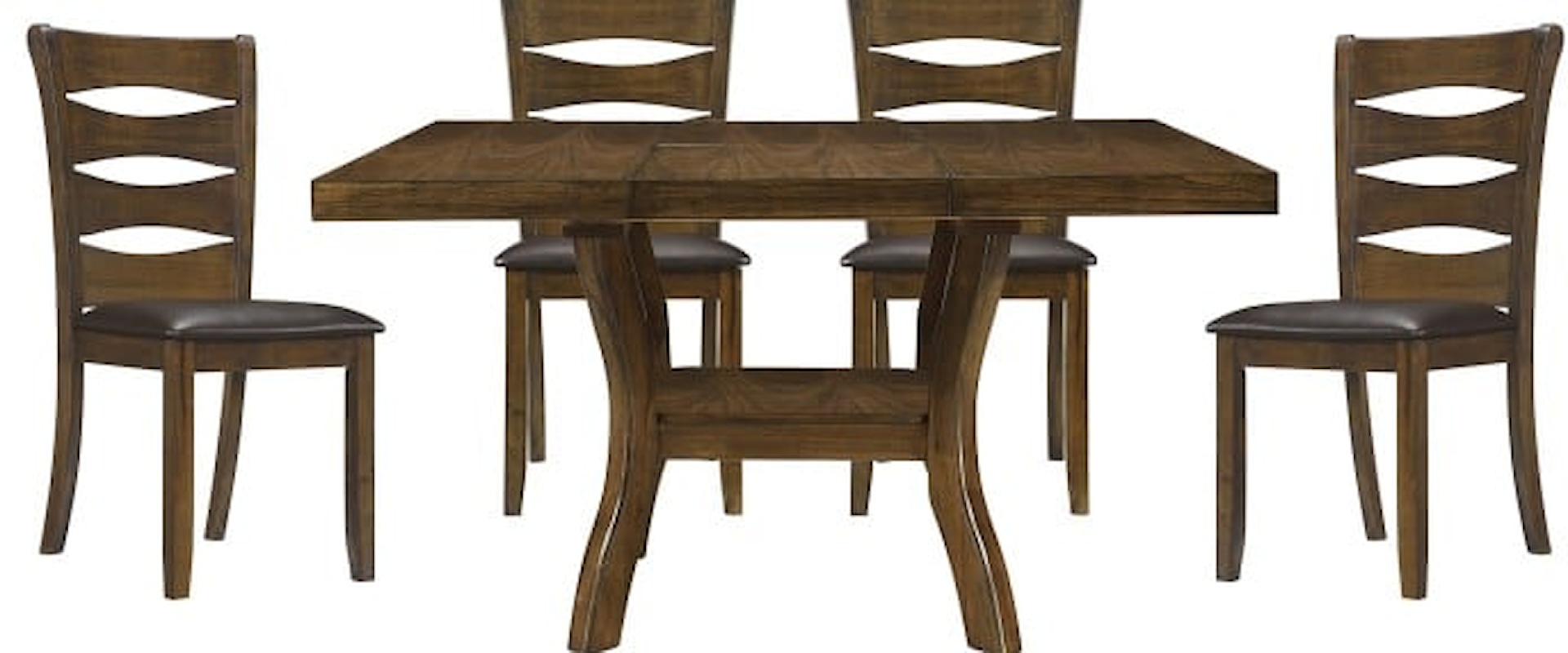Transitional 5-Piece Dining Set with Self-Storing Butterfly Extension Leaf