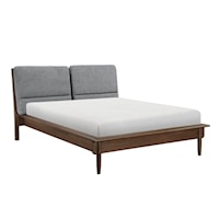 Contemporary Eastern King Platform Bed with Upholstered Headboard