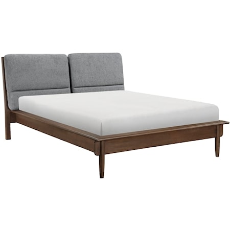 Contemporary Eastern King Platform Bed with Upholstered Headboard