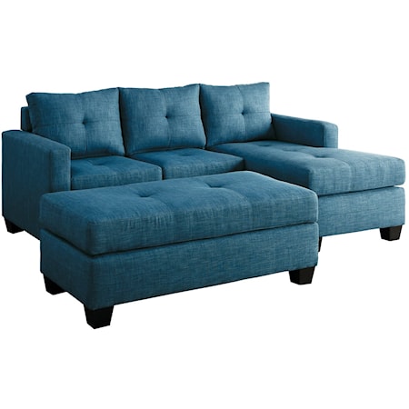 Transitional 2-Piece Reversible Sofa Chaise with Ottoman
