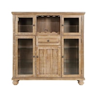 Farmhouse Curio Cabinet with Bottle and Glass Storage