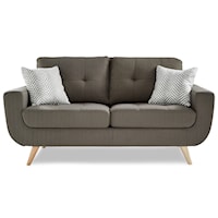 Mid-Century Modern Loveseat with Tufted Seat
