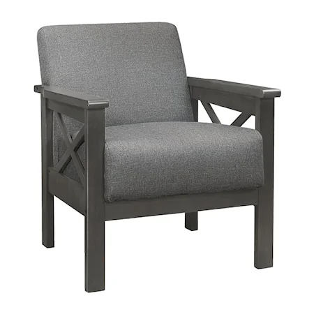 Transitional Accent Chair with X-Framed Wood Arms