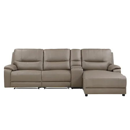 Casual 4-Piece Modular Power Reclining Sectional with Power Headrest and Right Chaise