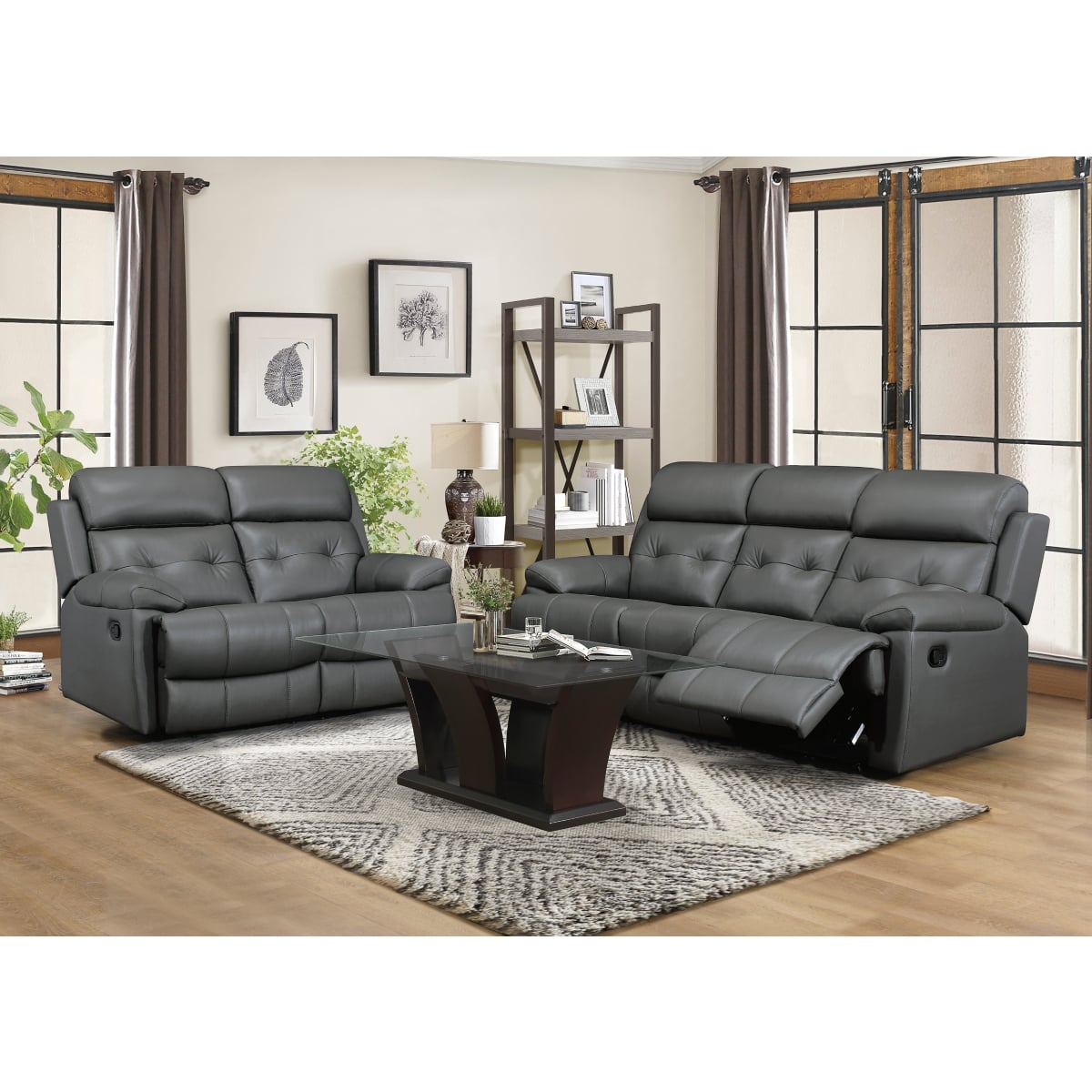 Homelegance Lambent 9529DGY3 Contemporary Double Reclining Sofa A1