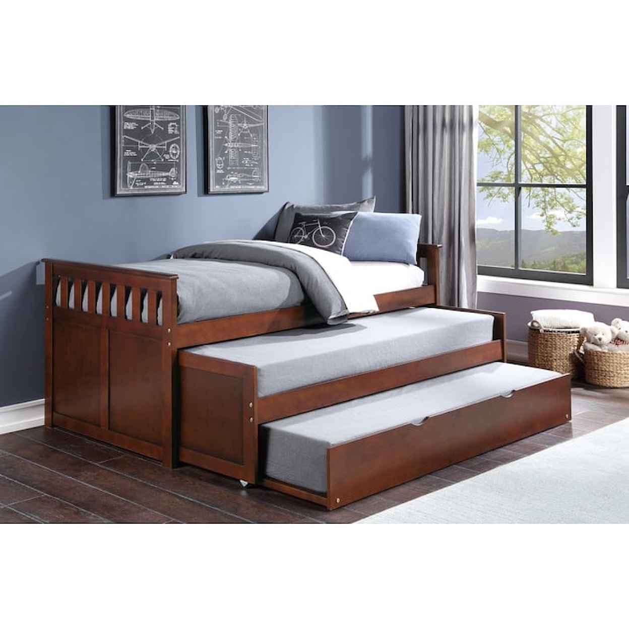 Homelegance Rowe Twin/Twin Bed with Twin Trundle