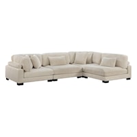 Casual 4-Piece Modular L-Shaped Sectional with Exposed Feet