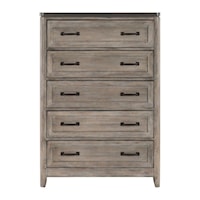 Rustic 5-Drawer Bedroom Chest with Bar Handles