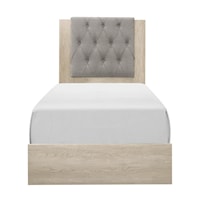 Contemporary Upholstered Diamond Button-Tufted Twin Panel Bed
