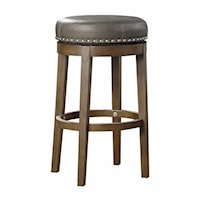 Transitional Round Swivel Pub Height Stool with Nailhead Trim